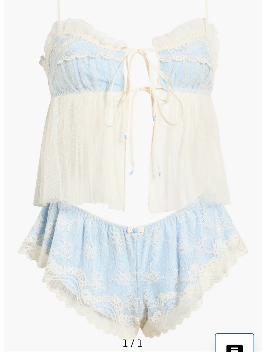 Free People Cream & Light Blue Lace Babydoll Set